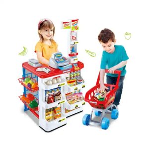 detski supermarket za igra so kolichka i kasa