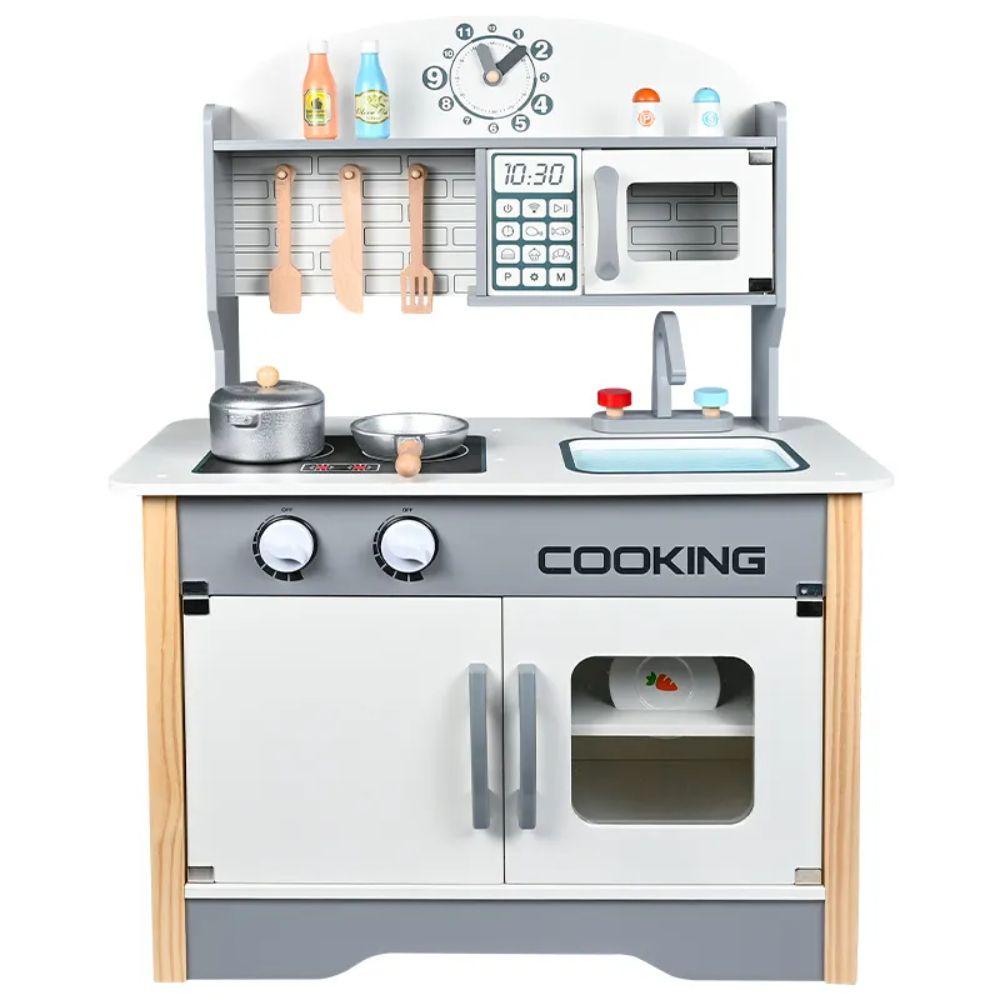 golema drvena kujna za deca Little Chef Pro so rerna mijalnik mikrobranova i dodatoci
