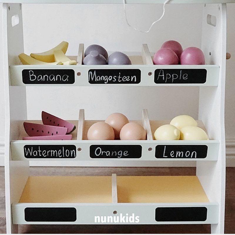 Дрвен маркет со количка Nunukids, каса и вага - Image 6