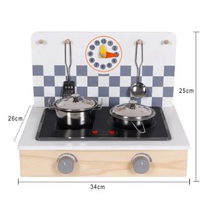 drven shporet za deca so dve ringli sadovi i pribor 34 x 26 x 25 cm