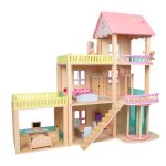 drvena kukja za kukli W06A380F so tri kata i dimenzii 60 x 27 x 70 cm