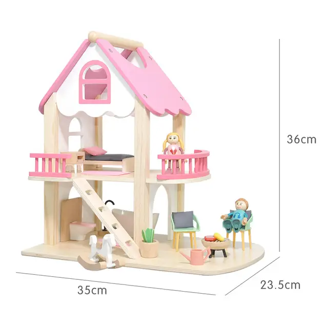 Дрвена куќа за кукли Krishna KR2458 со мебел - Image 2