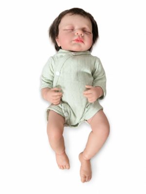 realistichna kukla bebe Paskale 45 cm so zatvoreni ochi и obleka