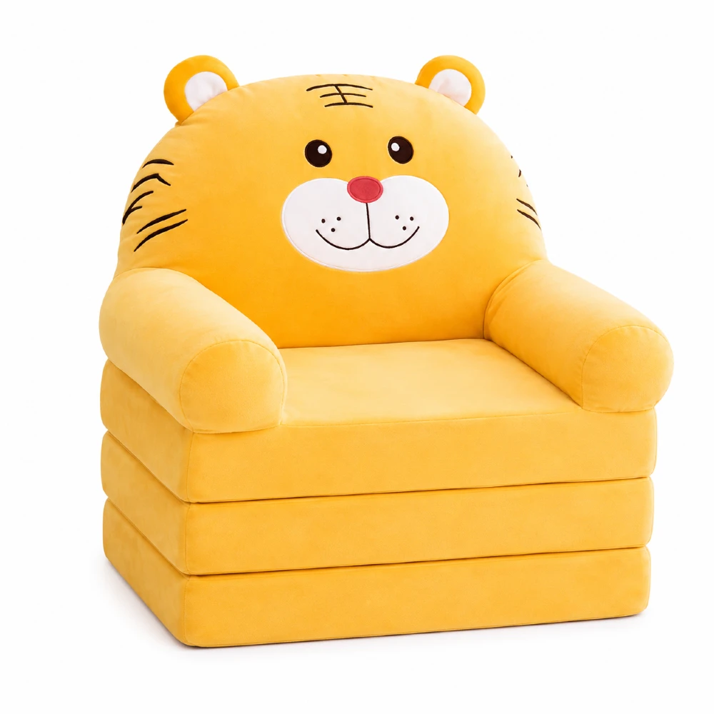 detska fotelja na rasklopuvanje so motivi na ajkula tigar zajache i krusha