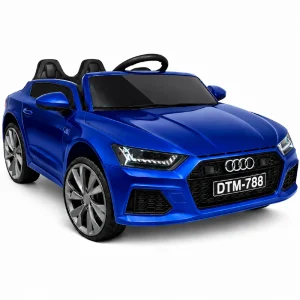 detski Audi avtomobil na akumulator 12V vo sina i crna boja со LED svetla
